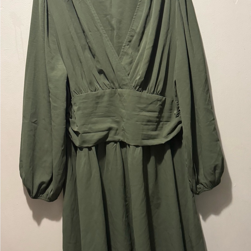 SHEIN Long Sleeve Olive Dress